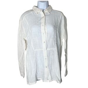 Revolve One Teaspoon Women's Button Down Shirt Gauze Poplin Cotton White Size XS